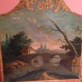 Hand painted headboard of French rope bed
