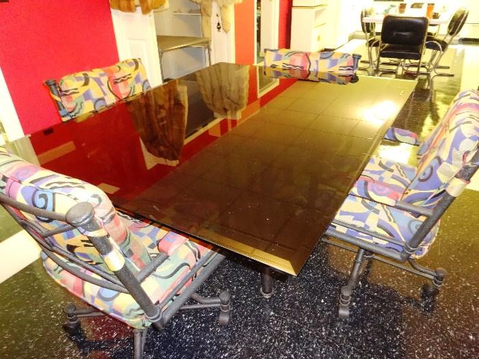 Glass top Table with 4 swivel chairs