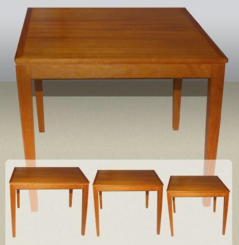 Three sizes of solid teak occasional tables. Mid-century modern!