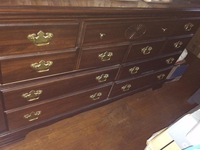 Beautiful bedroom dresser with solid brass hardware.