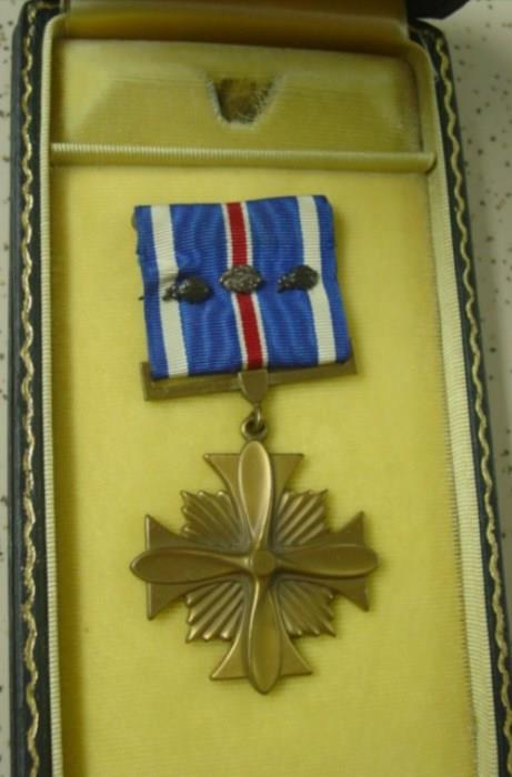 WWII Distinguished Flying Cross Medal w/ 3 Oak Leaf Clusters With Case