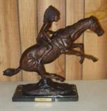 Bronze Indian On Horse Statue