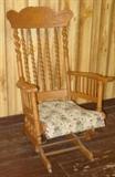 Oak Barley Twist Glider Rocker