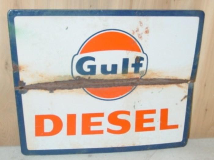 Porcelain Gulf Diesel Pump Plate Sign