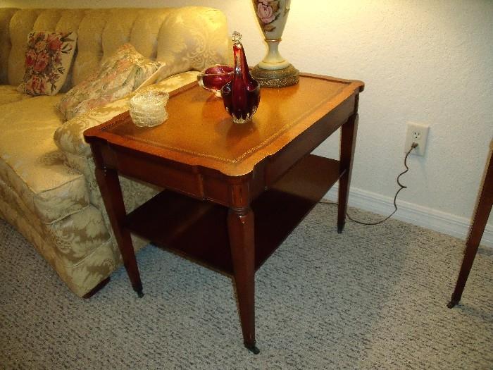 Lovely side table with leather inset top