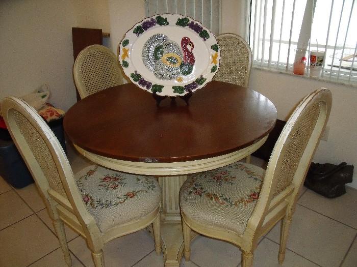 Dinette set with turkey platter (table has 1 leaf)