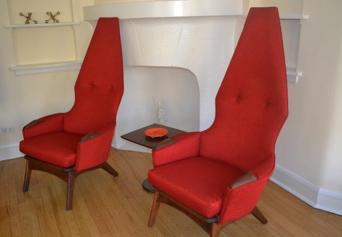 Uber unbelievable Adrian Pearsall Tall Lounge chairs in red knoll suspense ransom fabric