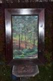 arts and crafts forest oil w/ killer oak frame