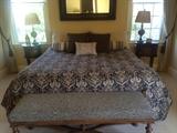 king size bedding and bench side tables