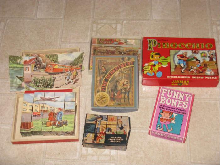 DIMENTIONAL PICTURE WOOD PUZZLES, FIRE DEPARTMENT WOOD PICTURE PUZZLE, PINOCCHIO 