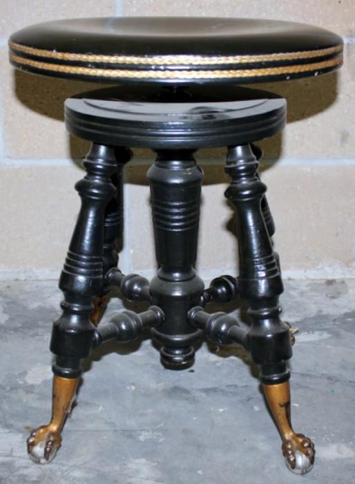  	Adjustable Height Organ Stool with Glass Ball Claw Feet