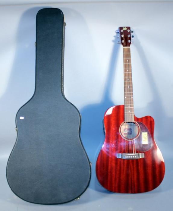  	Rogue Fine Instruments Acoustic/Electric Guitar and Case Comes With Two Books of Music