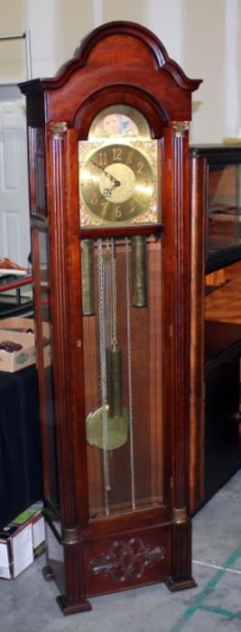  	Colonial of Zeeland Grandfather Clock With Moon Dial and Paperwork 	1