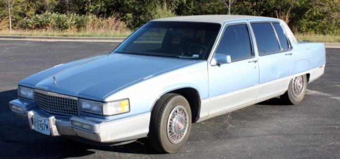 1989 Cadillac Fleetwood Light Blue & White 4-Door Sedan