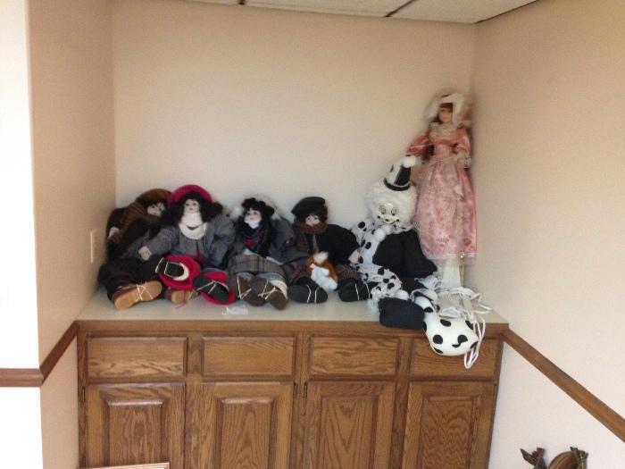 Some of the homemade dolls that were bought years ago