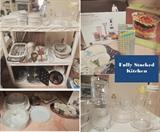 Kitchen prep items: mixers, choppers, serving platters and bowls, pitchers, ceramic, bakeware, casseroles, crocs, pyrex, 9 x 12 dishes, glass dishes, stoneware