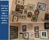 Framed black & white old family photos. Framed and unframed photographs