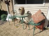 Bistro set, outdoor living, patio, yard art, yard decor, chimes