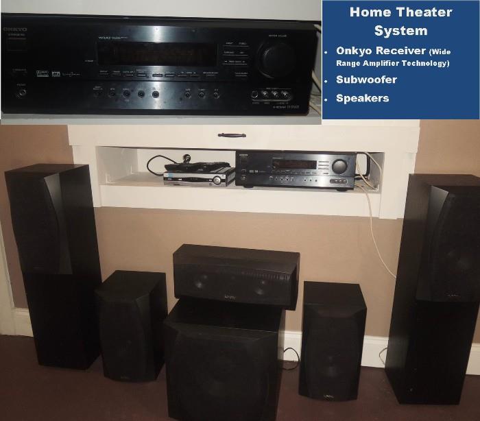Stereo equipment with home theater system, surround sound, sub woofer and speakers