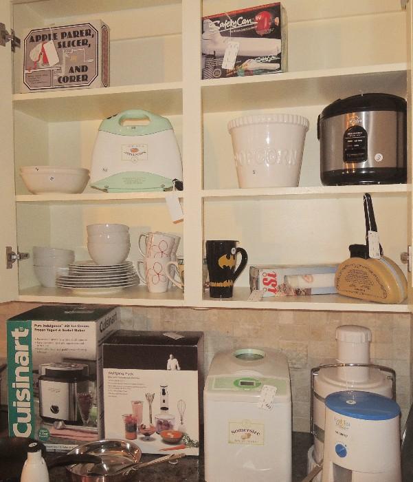 Full kitchen, dishes, pots & pans, small kitchen appliances.  Many new items