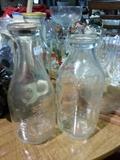 A Roanoke milk bottle and Clover milk bottle.
