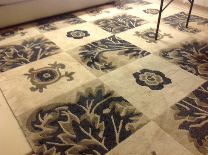 Large area rug, cream, black, grey and taupe, 12' x 9'