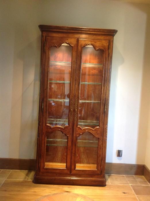 Curio cabinet, with glass shelving, and lights