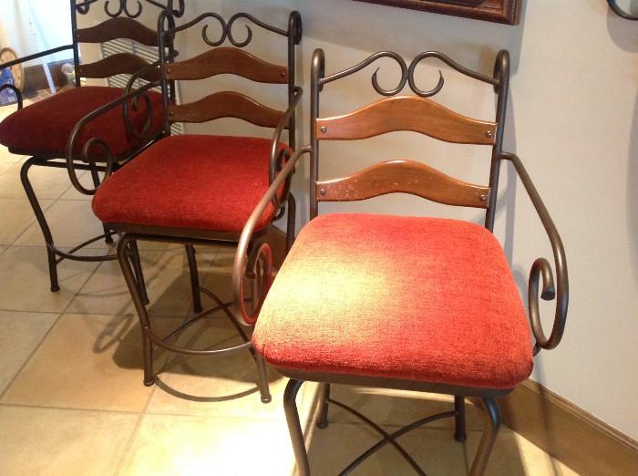 Set of 3 upholstered bar chairs