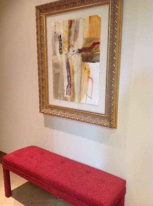 Painting by Sanders and upholstered bench