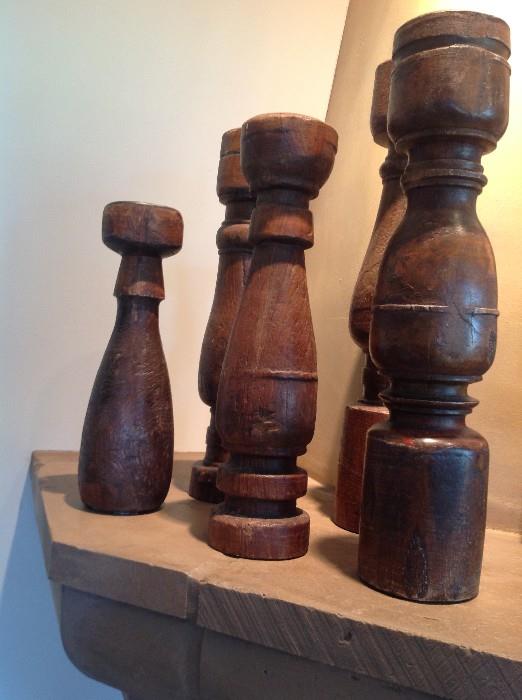 Set of 5 wooden candleholders