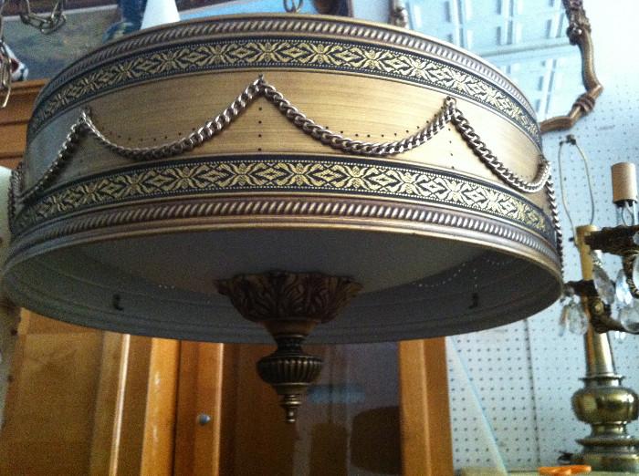 Hollywood Regency 'Drum' Share ceiling light fixture. 