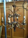 Vintage Italian Gold Gilt Ceiling light fixture Chandelier.  Signed but hard to read  