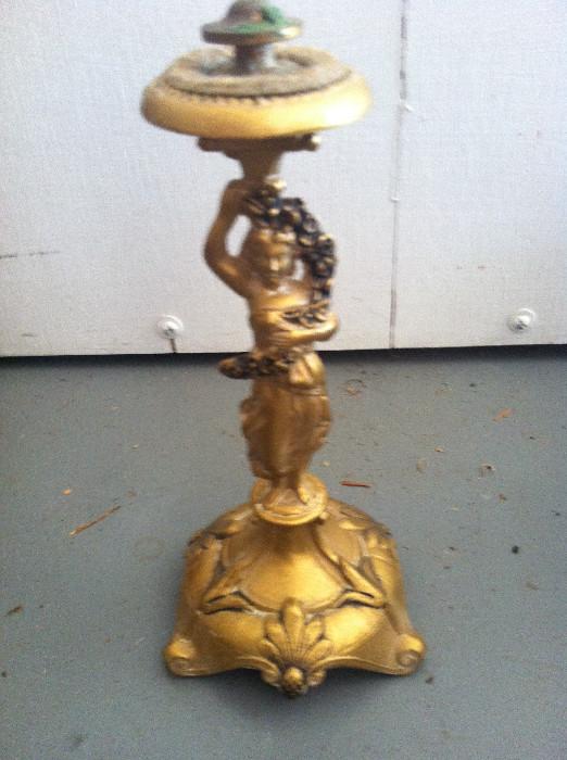 Victorian era Cast Figural Candle Holder.  Marked 'A B'