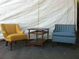 Vintage 1960's Mid Century Club chairs and danish modern end table 