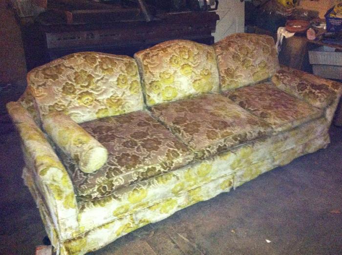 One more item from the famous Two Doors Down Coffee House of Corsicana.  This sofa was purchased from a local estate sale (Pink Sign Held) of Jesse Cummings, who was an old school athletic coach who was a Bear Bryant type.   Two Doors Down bought it and used it for several years and now it is available in this sale. 