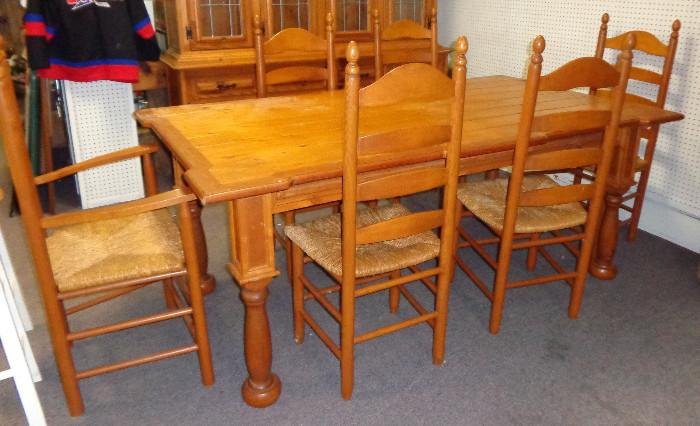 beautiful farm table with 6 chairs