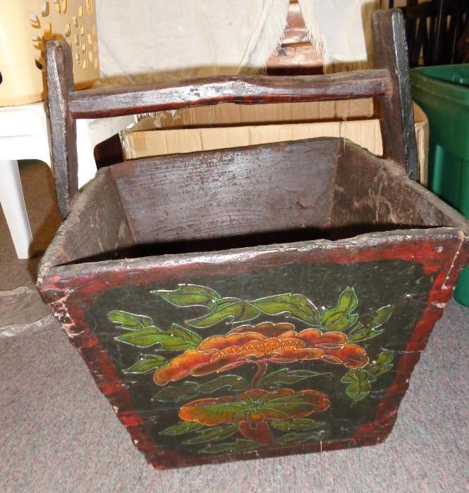 wooden decorated bucket