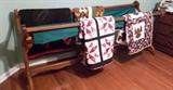 quilt stretcher and 4 beautiful handmade quilts