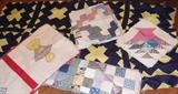 old hand stitched quilt tops & squares 