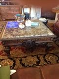 carved marble top cocktail table