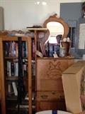 Antique Oak secretary..needs new glass on the door