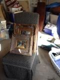 one of 4 Parson's chairs and some oil paintings