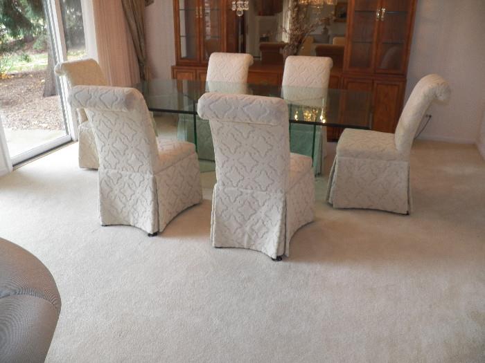 6 upholstered Parsons Chairs-in excellent condition