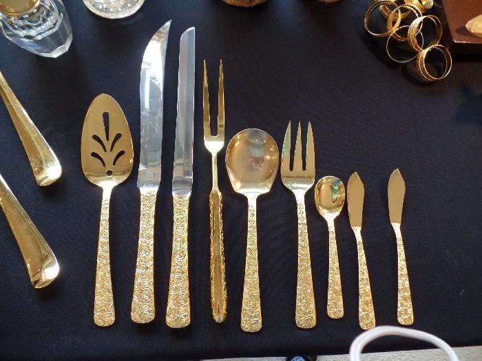 serving pieces-gold ware