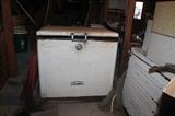 Vintage Cooler. Please buyer beware, person could get trapped inside this.