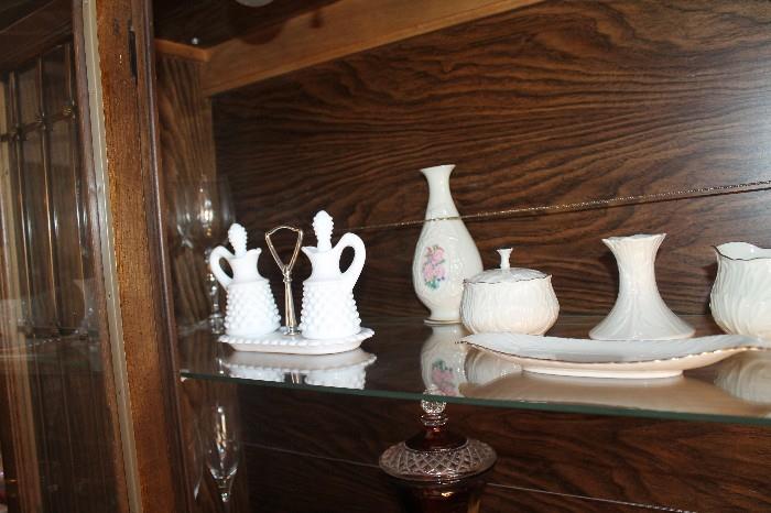 Milk Glass and Antique Lenox Dishes