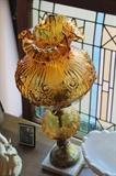 vintage amber glass lamp