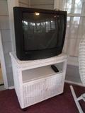 Wicker Swivel Top TV Stand  $50.00                       28.5" x 18.5" x 29.5"