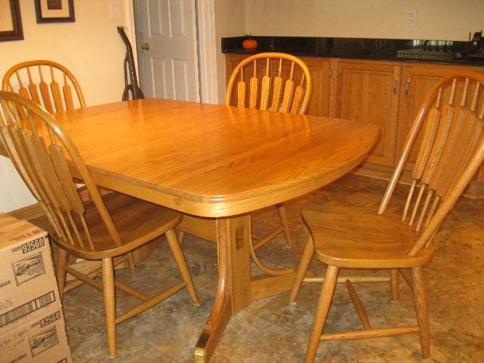 Oak kitchen table with chairs - $150