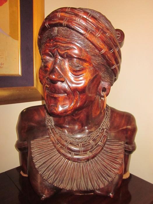 Carved wood Phillipine Bust (1 of 2)